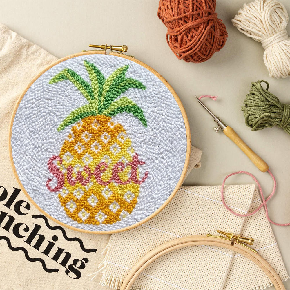 Sweet Pineapple Punch Needle Kit - Creative Fruit Art | Handmade Home Ornament - image 9