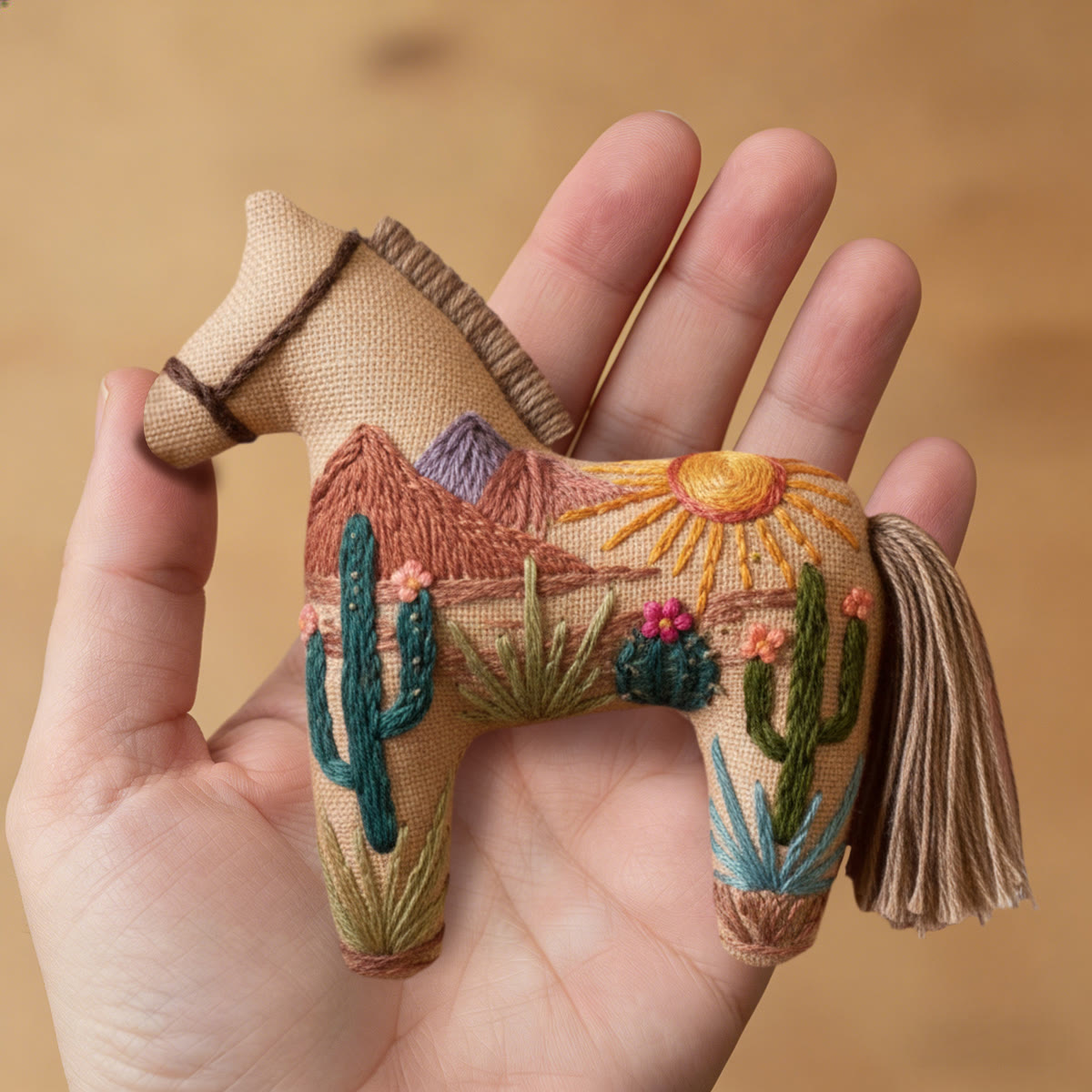 Rubbyoo Dala Horse Embroidery Kit - Desert Scenery | Sewing Handmade Gift | Interesting Pendant - image 9