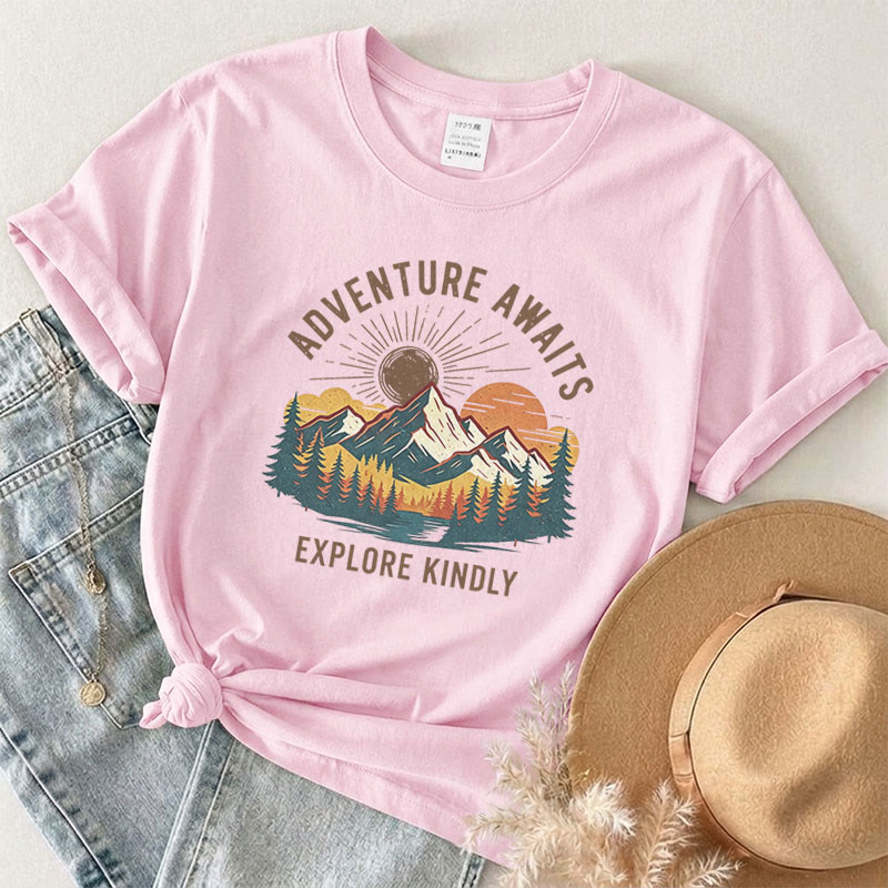 Rubbyoo Aoventure Awaits Graphic Tee - Hiking Camping Tee | Comfort Colors Shirt | Unisex Travel T-shirt - Peach - 2XL - image 12