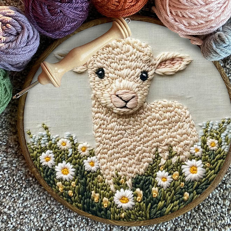 Little Lamb Punch Needle Kit - Daisies Pattern Craft | Perfect For Beginners - image 5