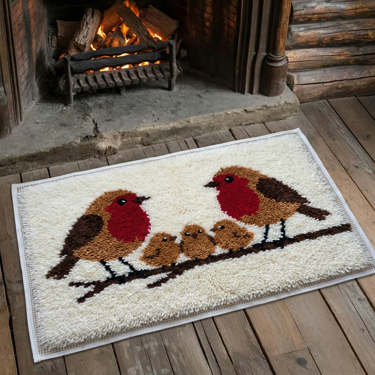 Rubbyoo Latch Hook Rug Kit - A Nestled Bird Family | Versatile Hooked Carpet | Creative Home Ornament - image 4