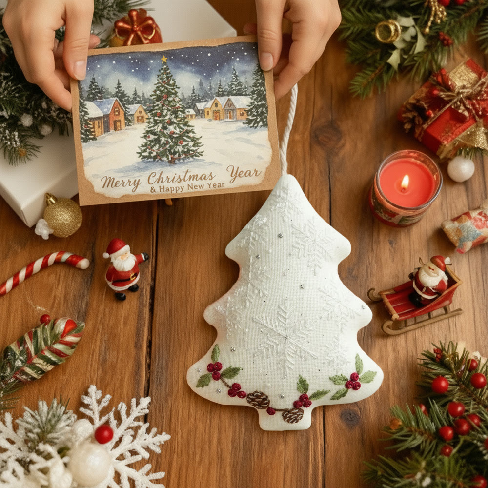 Rubbyoo Tree-shaped Embroidery Kit - Snowflake Design | Elegant Christmas Diy Project | Beautiful Holiday Accent - image 7