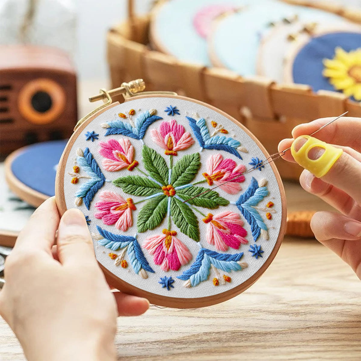 Rubbyoo Embroidery Kit - Floral Mandala | Easy Stitch Art | Perfect Craft For Diy Beginner  - image 5