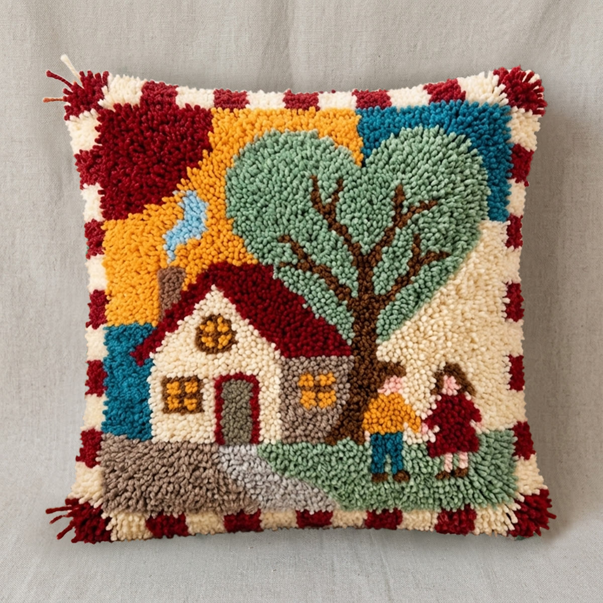 Rubbyoo Latch Hook Pillow Kit - Love Nest | Handmade Wedding Craft | Decorative Cushion Cover - image 6