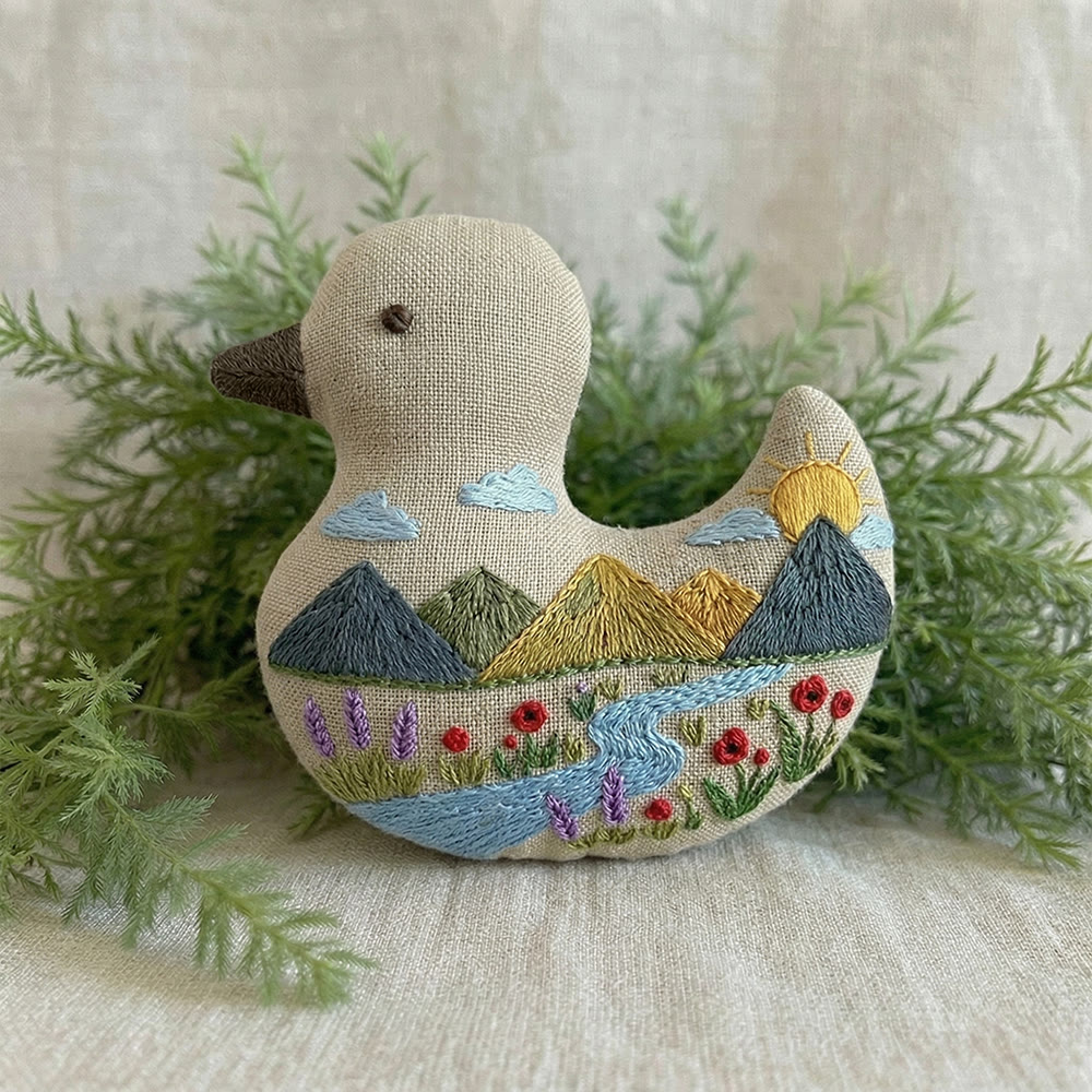 Rubbyoo Duck Embroidery Kit - Mountain And Stream Scenery | Bag Pendant | Creative Handmade Gift Idea - image 6