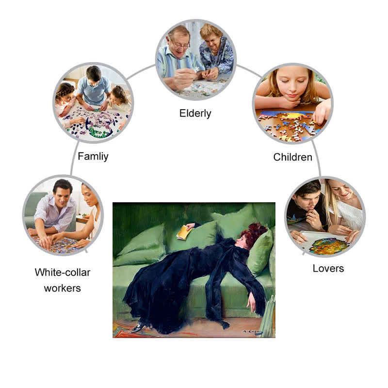 Decadent Young Woman After the Dance - Wooden Jigsaw Puzzle