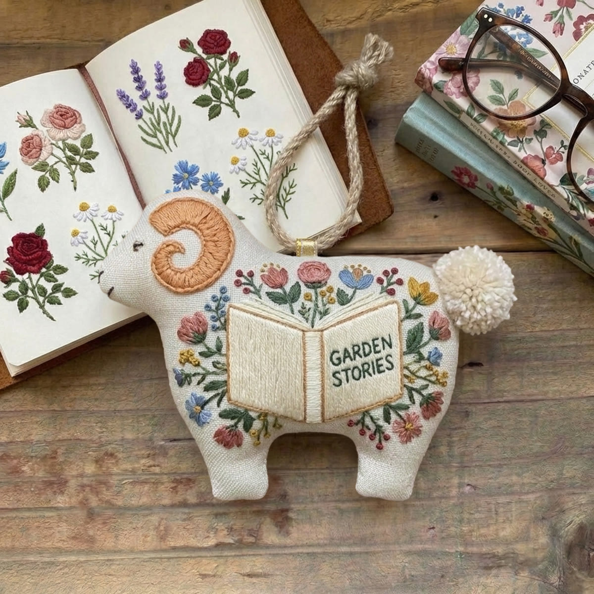 Rubbyoo Lamb-shaped Embroidery Kit - Garden Stories | Diy Animal Hanging Craft | Perfect Birthday Gift For Kid - image 2