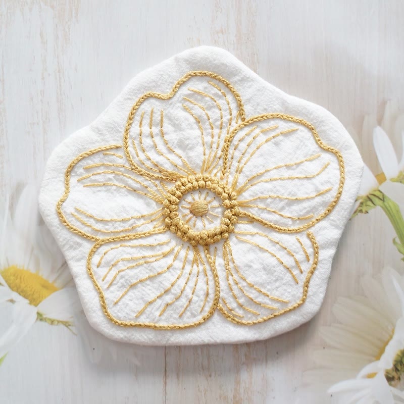Embroidery Flower Coasters Kit | Creative Desk Decoration | Nice Handmade Gift | Diy Cup Mat - Flower C - image 9