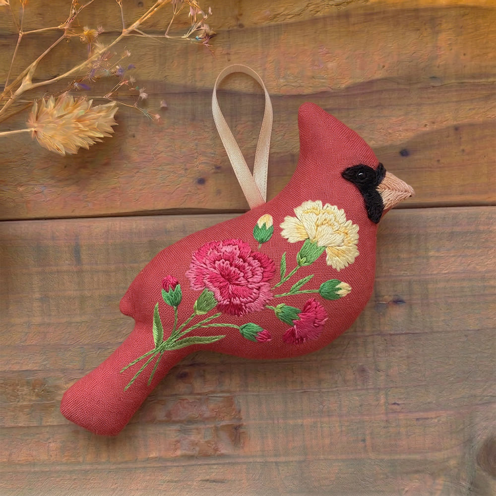 Rubbyoo Cardinal Embroidery Kit - Carnation Embroidery Bird | Gift For Mom | Elegant Rustic Ornament - image 4