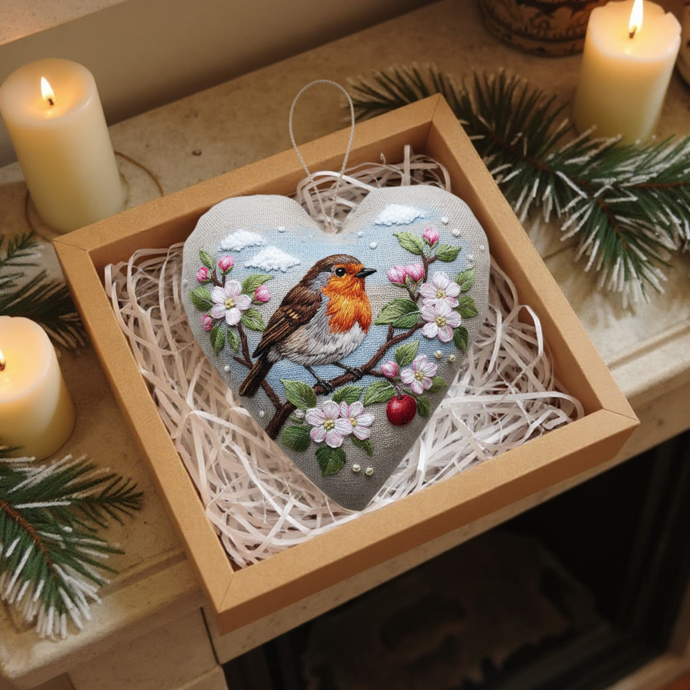 Rubbyoo Heart Embroidery Kit - Spring Robin | Lovely Animal Handmade Art | Perfect Bag Pendant - image 10