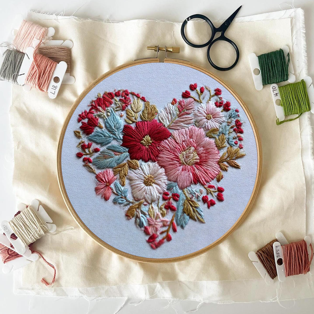 Rubbyoo Embroidery Kit - Heart-shaped Floral Cluster | Thoughtful DIY Craft | Perfect Gift for Her - image 7