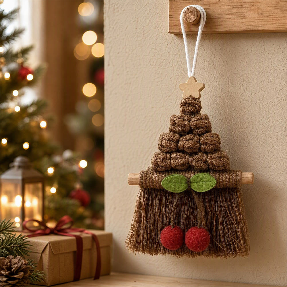 Rubbyoo Christmas Tree Cherry Wall Hanging - Festive Crochet Tassel Ornament | Handcrafted Rustic Holiday Decor  - image 9