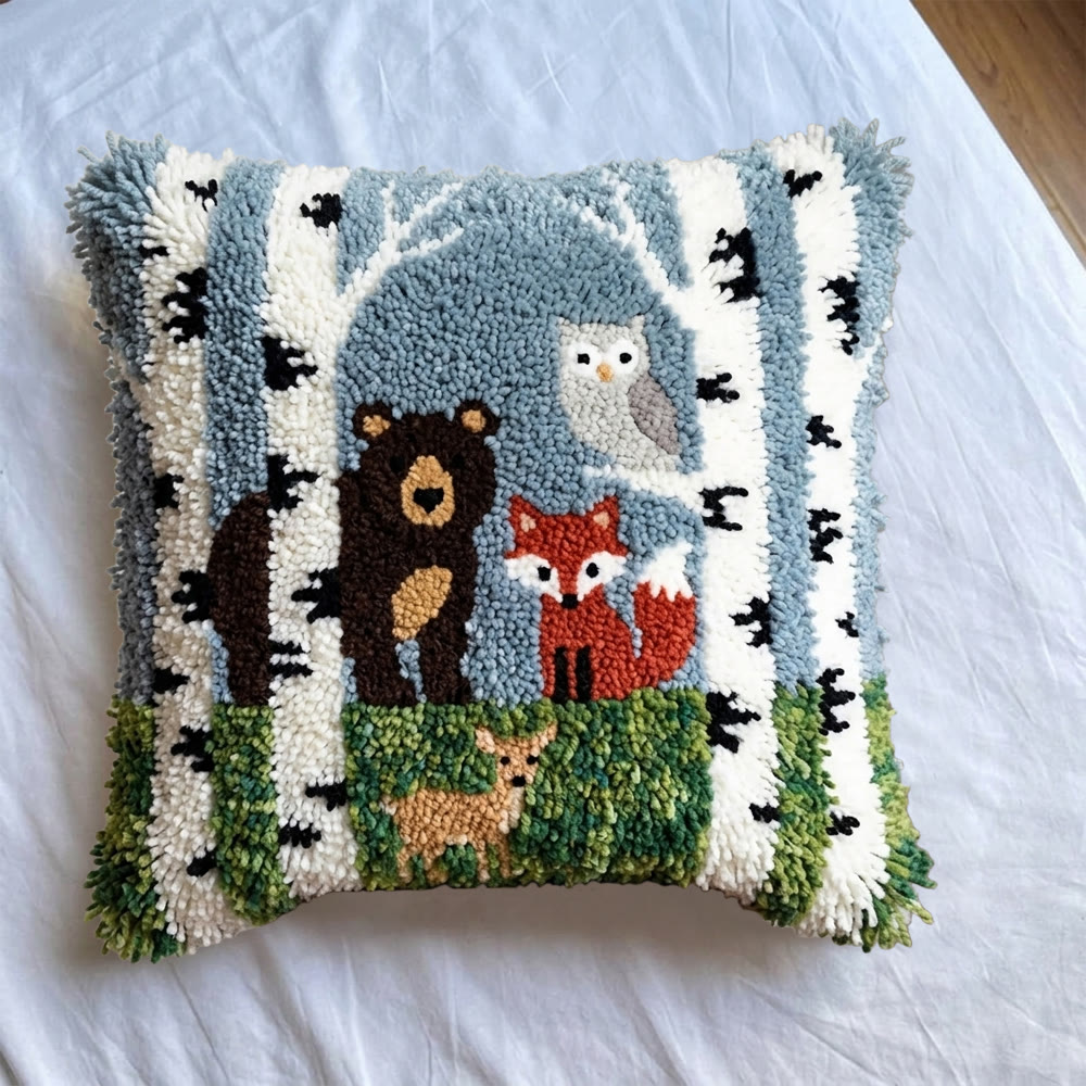 Rubbyoo Latch Hook Pillow Kit - Woodland Animal  | Handmade Pillow Cover | Perfect Craft For Beginnner - image 6
