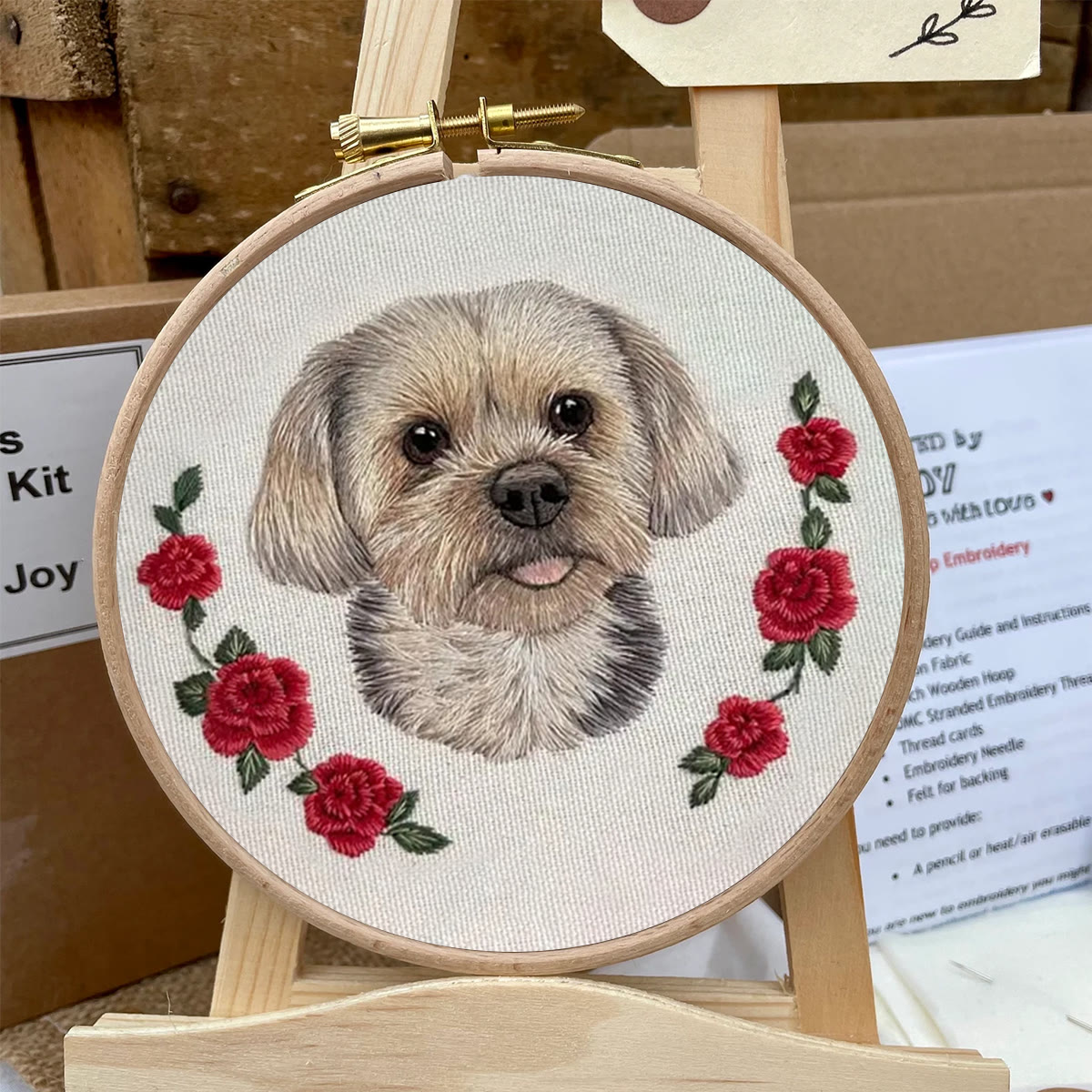 Rubbyoo Embroidery Kit - Puppy With Roses | Birthday Gifts For Dog Lovers | Cute Animal Craft  - image 5