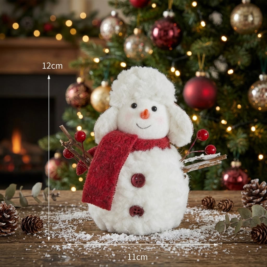 Rubbyoo Charming Christmas Snowman Figurine – Cheerful Holiday Accent | Cozy Seasonal Displays  - Round Hat S - image 8