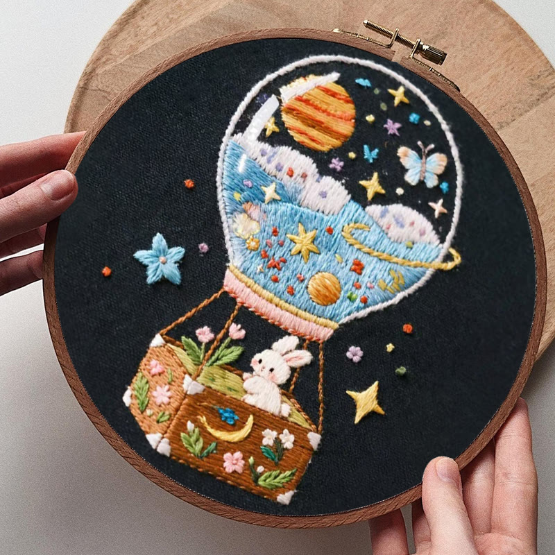 Rubbyoo Embroidery Kit - Starry Balloon Journey | Dreamlike Stitch Artwork | Handmade Decorative Piece - image 7