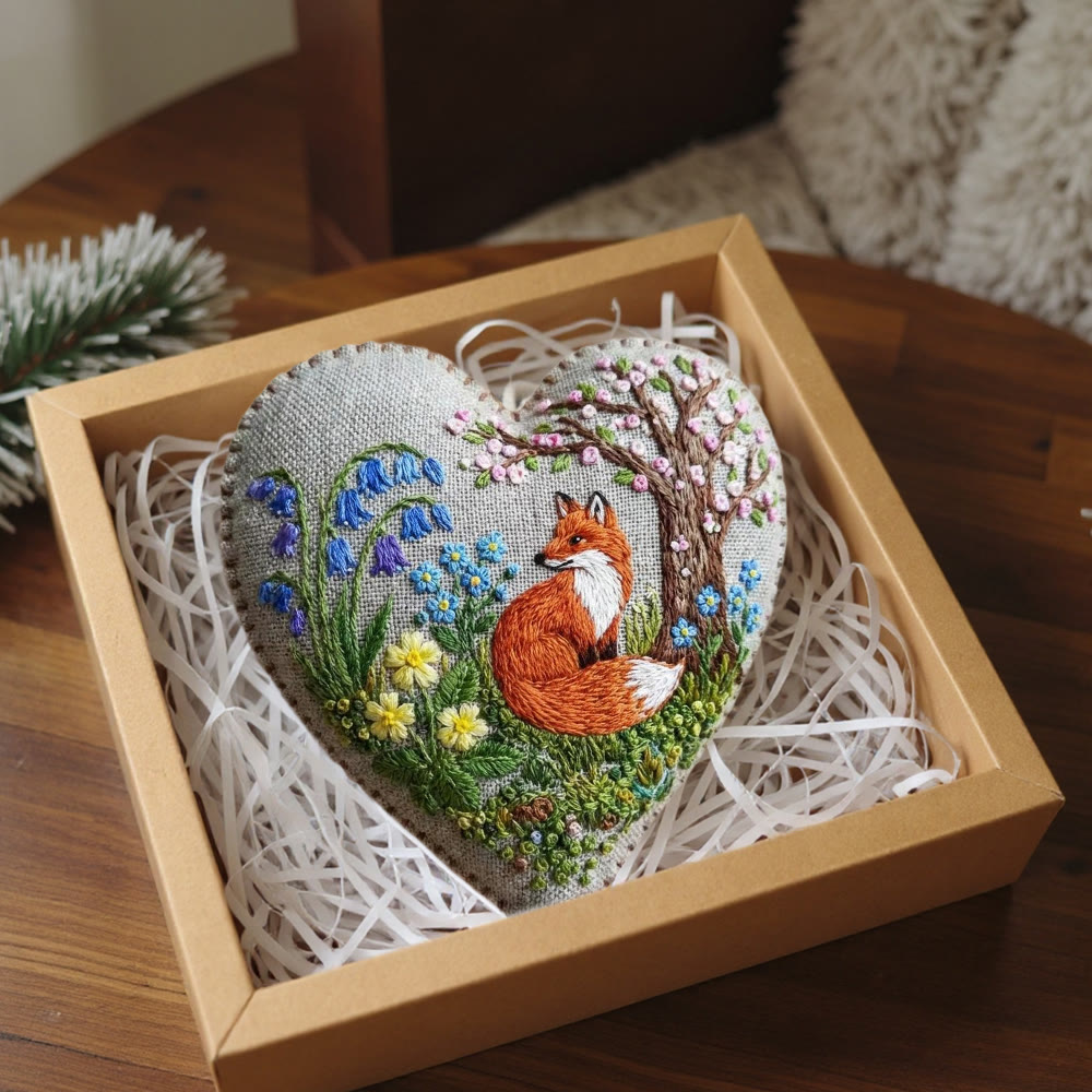 Rubbyoo Heart Embroidery Kit - Floral Fox | Animal Needlework Kit | Unique Hoop Art - image 8