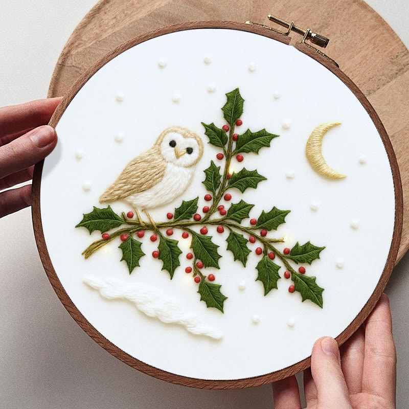 Rubbyoo Embroidery Kit - Winter Owl | Christmas Tree Decor | Diy Holiday Handicraft  - image 6