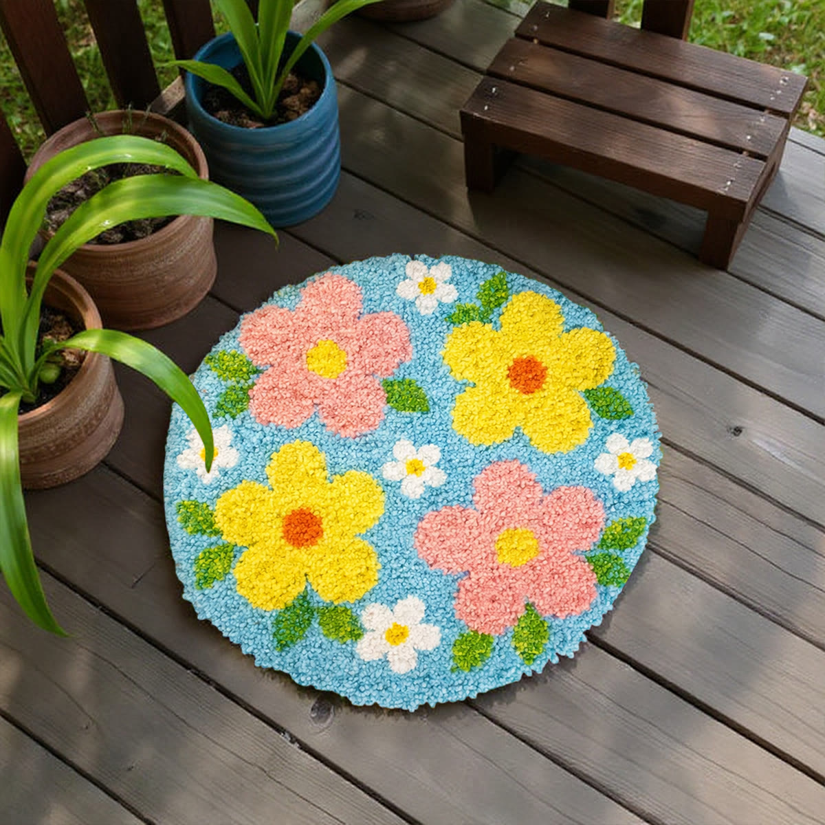 Rubbyoo Latch Hook Rug Kit - Colourful Flower | Soft Bathroom Rug | Nice Home Decoration  - image 7