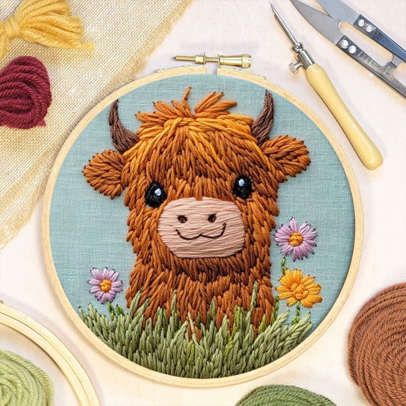 Floral Cow Punch Needle Kit - Adorable Animal Craft | Easy For Adults And Children - image 5