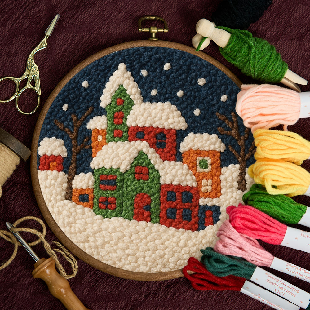 Winter Village Punch Needle Kit – Easy Beginner DIY Set | Winter Home Accent - image 10