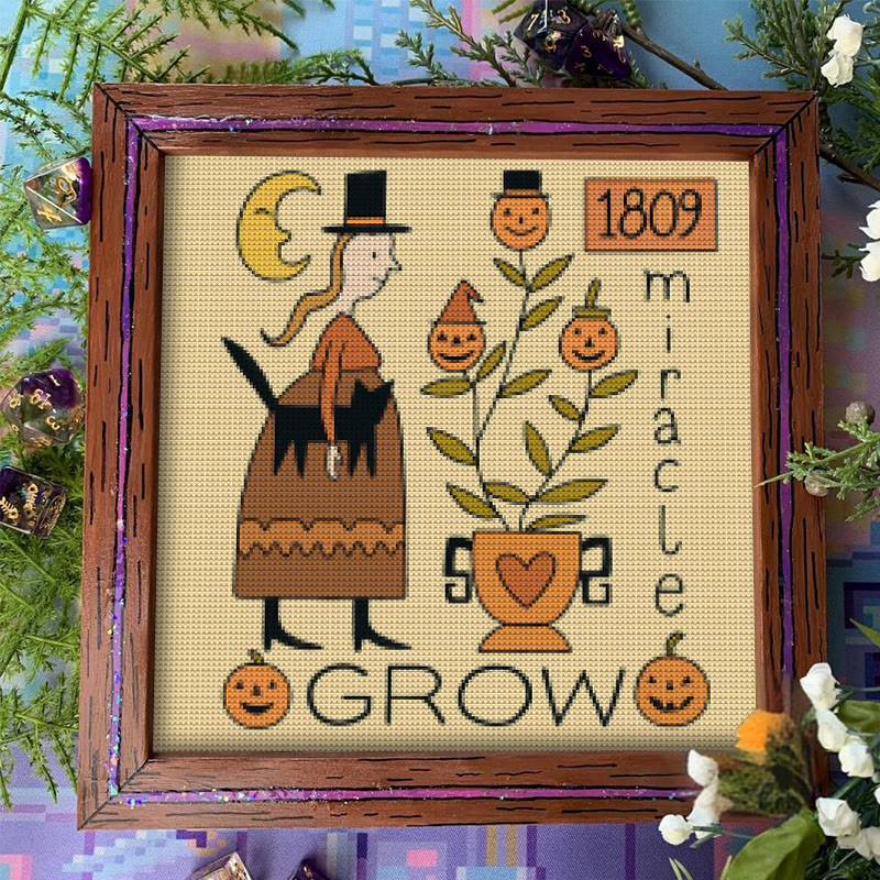 Cross Stitch Kit - Witch With Black Cat | Halloween Handmade Stitch | Diy Holiday Hanging  - image 6