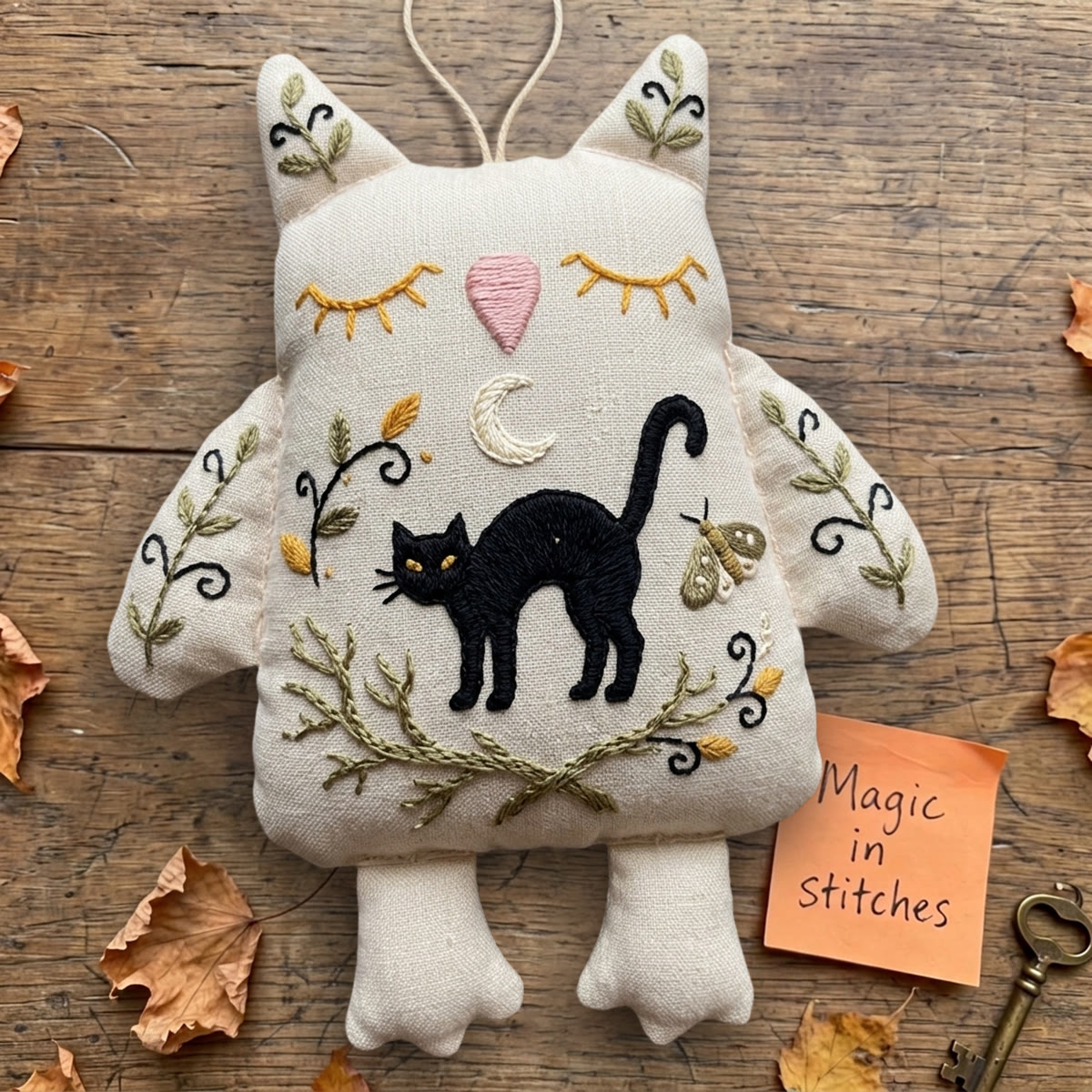 Rubbyoo Owl Embroidery Kit - Arching Black Cat | Gift For Owl Lovers | Minimalist Halloween Decor - image 4