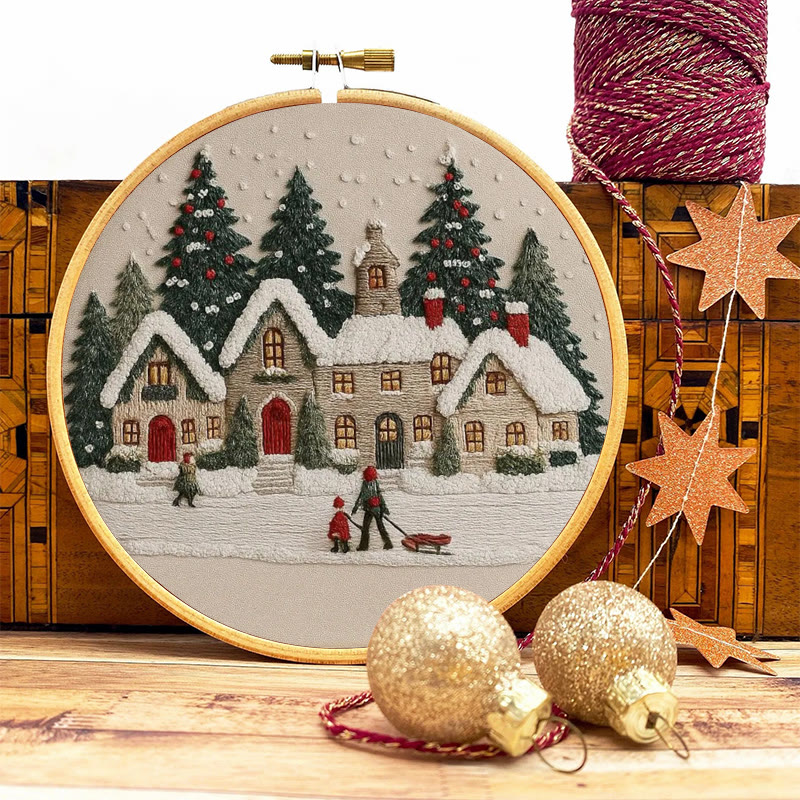 Rubbyoo Embroidery Kit - Christmas Cabin Sledding Scene | Heartwarming Indoor Decor | Exquisite Stitch - image 9