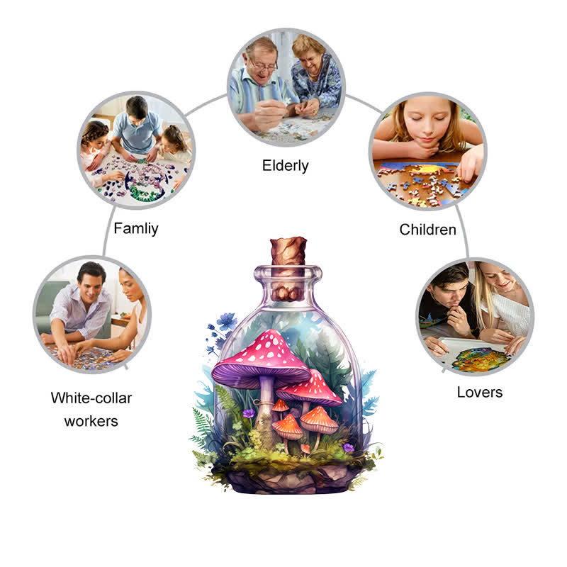 Fantasy world in a jar - Wooden Jigsaw Puzzle