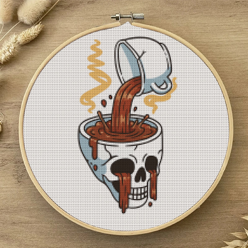  Cross Stitch Kit - Coffee Skull | Spooky Halloween Craft | Easy Stitch Artwork - image 5