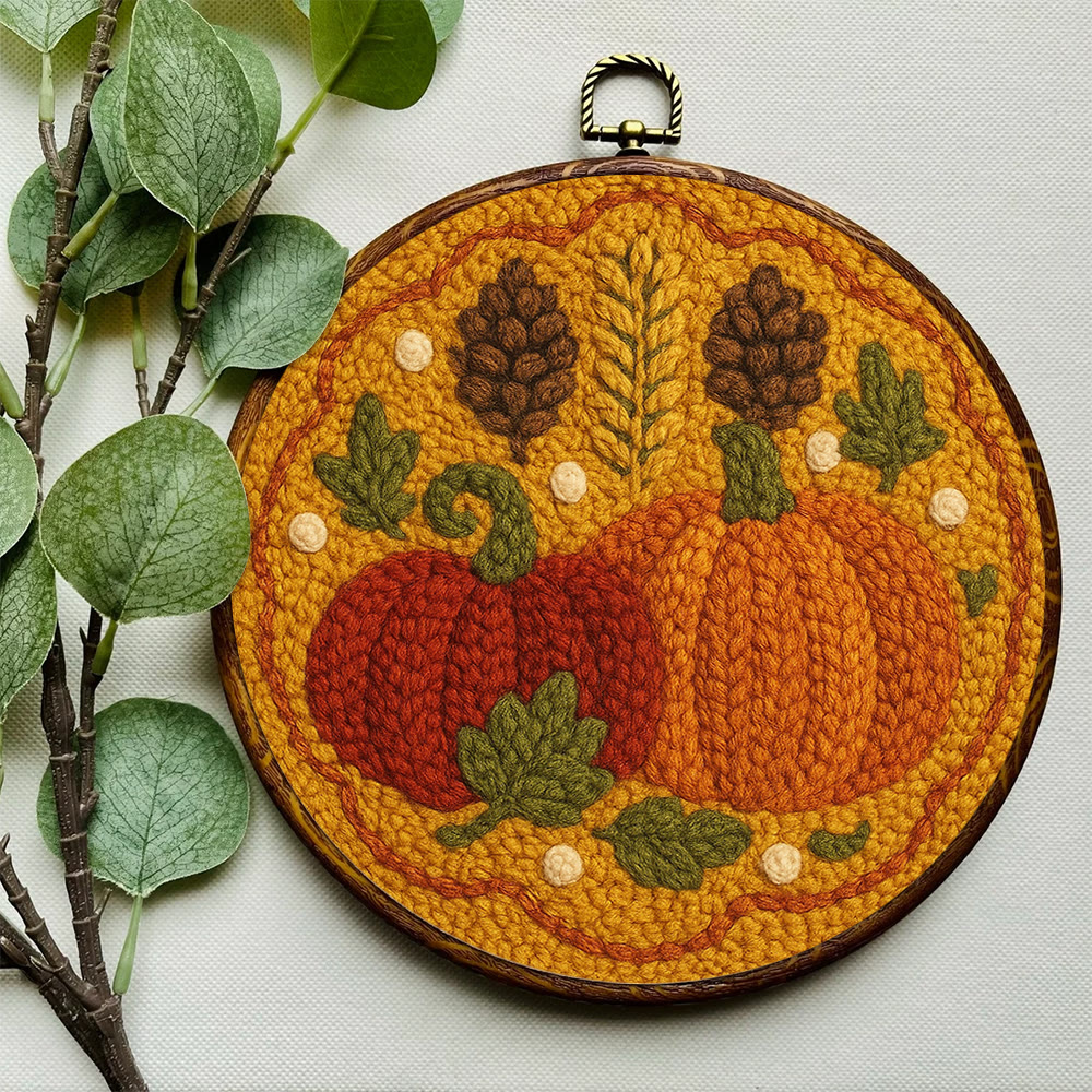  Autumn Pumpkin Punch Needle Kit - Halloween Vibes Handicraft | Unique Thanksgiving Gifts | Diy Home Decor   - image 4
