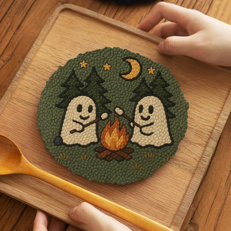 Campfire Ghost Punch Needle Kit - Spooky Halloween Coaster | Beginner Friendly Craft  - 5 inch Coaster Kit - image 11