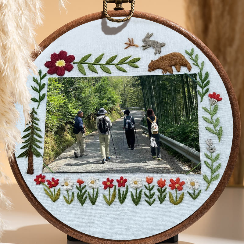 Rubbyoo Embroidery Photo Frame Kit - Floral Mountain Path | Personalized Handicraft | Unique Photo Memory  - image 5