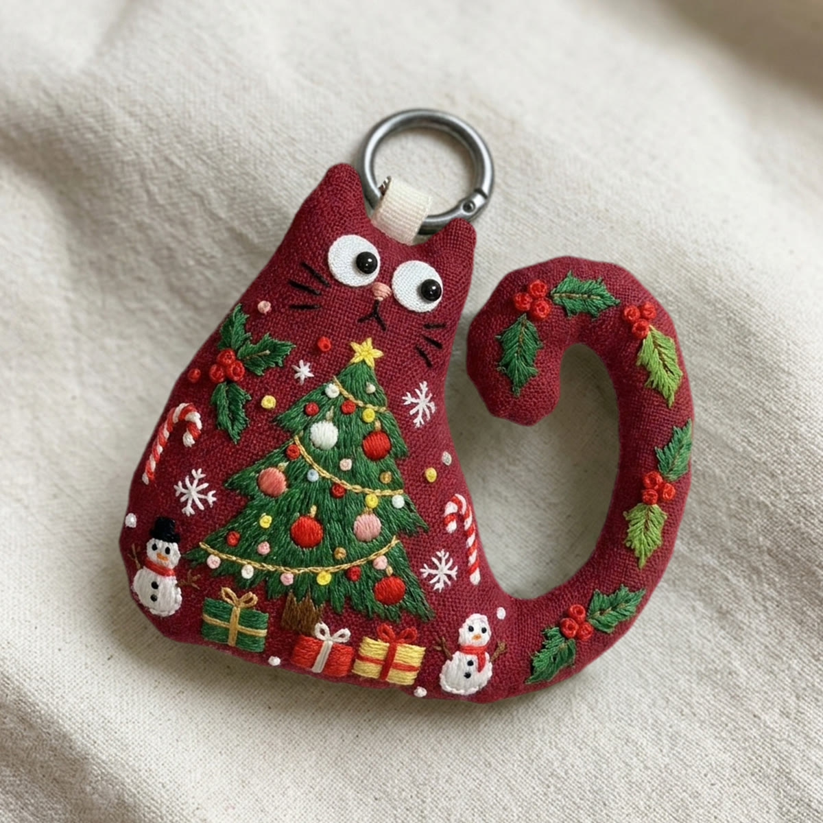 Rubbyoo Cat Embroidery Kit - Christmas Tree With Ornaments | Folk Art Needlepoint Keepsake | Whimsical Holiday Charm - image 6