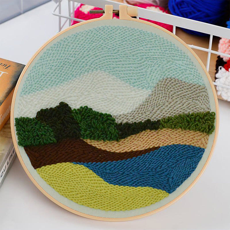 Serene Landscape Punch Needle Kit – Peaceful DIY Project | Relaxing Nature-Inspired Wall Art - image 9