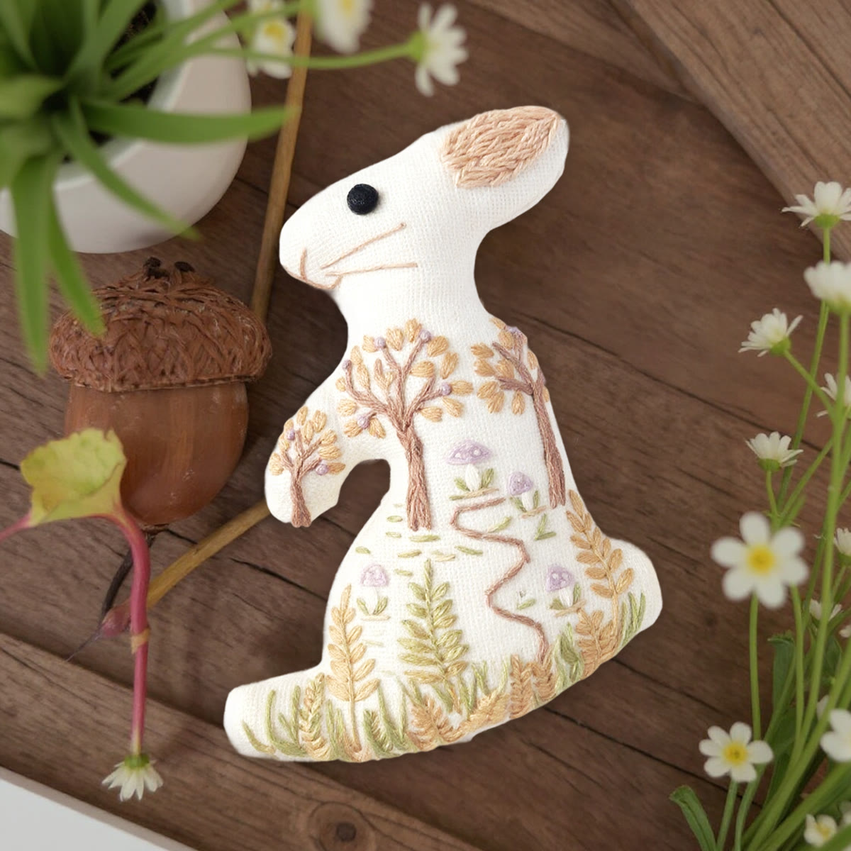 Rubbyoo Rabbit Embroidery Kit - Vibrant Forest | Creative Bunny Artwork | Perfect Gift For Animal Lovers - image 6