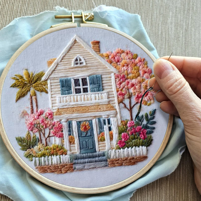 Rubbyoo Embroidery Kit - Vintage Cottage | Handmade Landscape Needlework | Diy Home Ornament - image 8