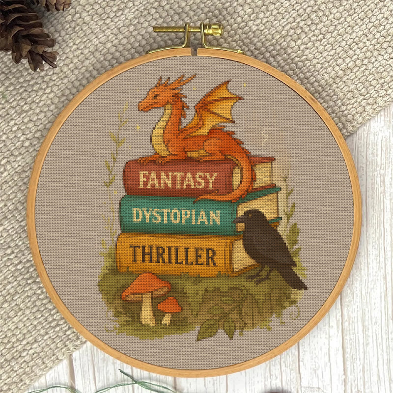  Cross Stitch Kit - Whimsical Dragon With Book | Fantasy Needlepoint | Nice Room Decor - image 5