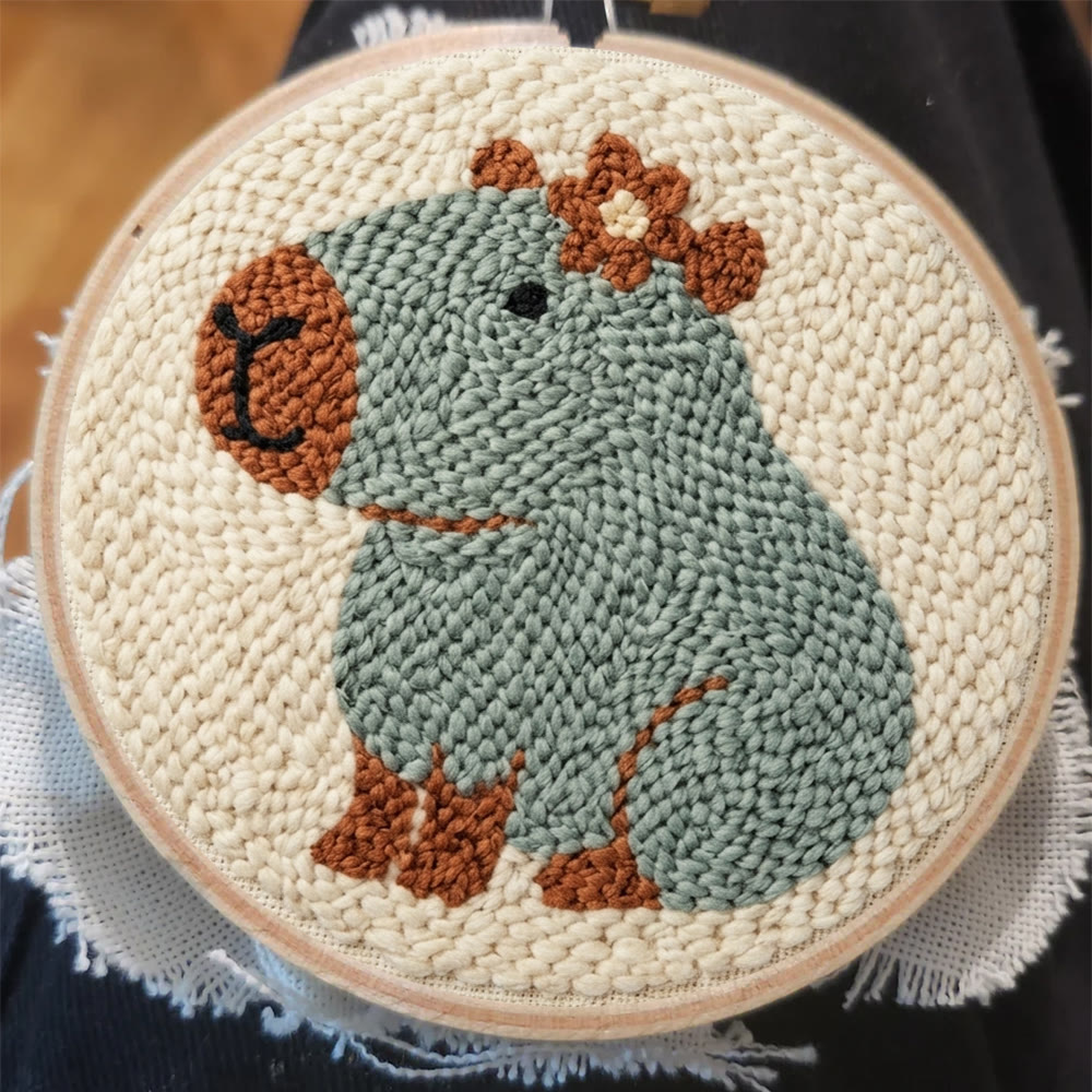 Cute Capybara Punch Needle Kit -  Handmade Warm Home Ornament | Entry-Level Adult New Hobby - image 3