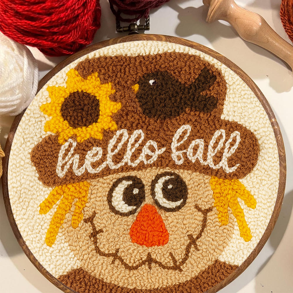 Fall Scarecrow Punch Needle Kit - Autumn Home Ornament | Diy Hanging Art - image 5