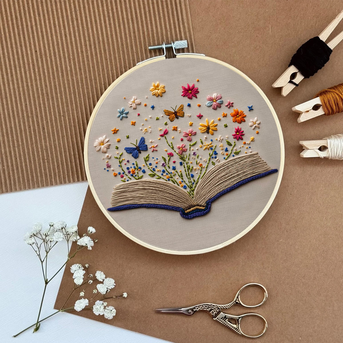 Rubbyoo Embroidery Kit - Butterflies With Blooming Book |  Stitch Set For Beginner  - image 6