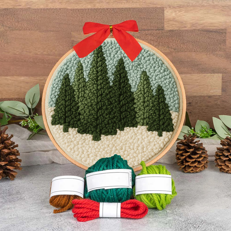 Snowy Forest Punch Needle Kit - Diy Punch Needle Coaster | Christmas Winter Handicraft | Perfect Housewarming Gift - image 8