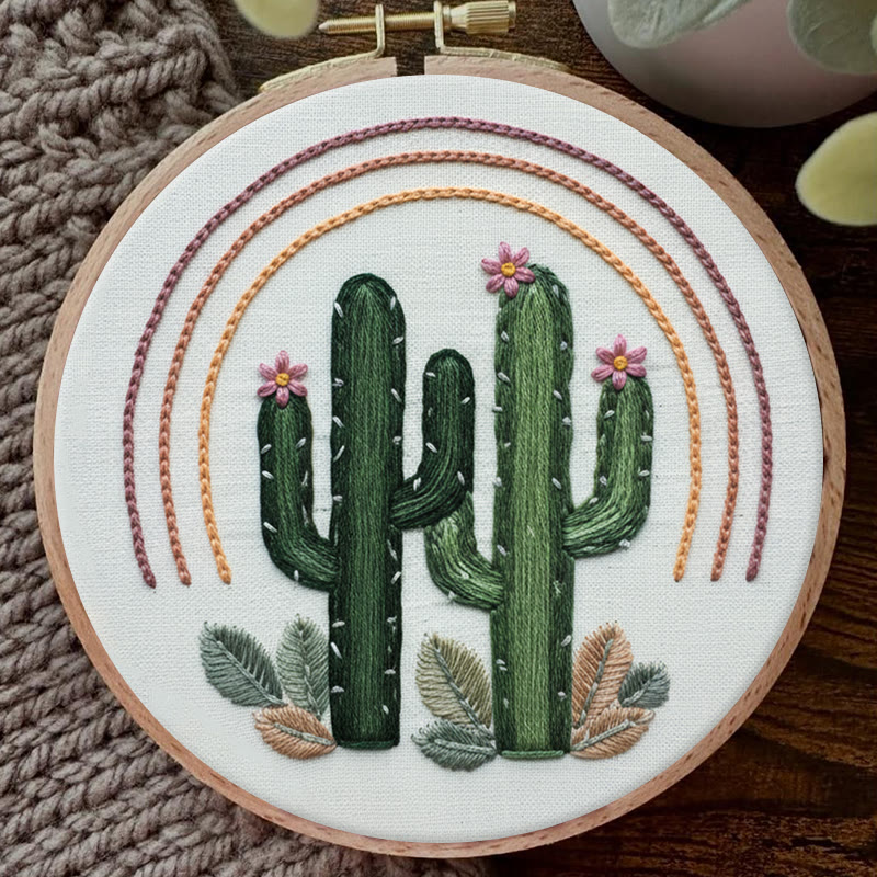 Rubbyoo Embroidery Kit - Green Cactus  | Easy Needle Artwork | Unique Hoop Craft - image 9