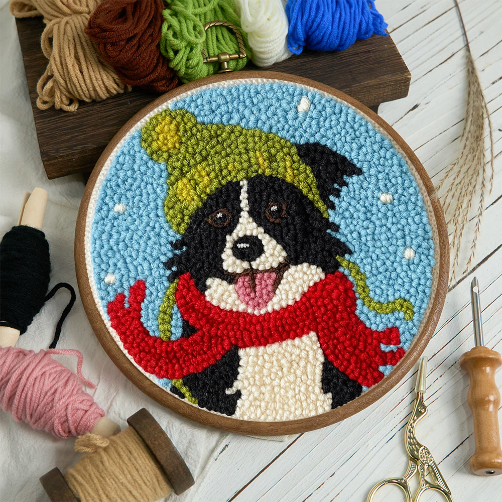 Winter Adorned Puppy Punch Needle Kit – Easy Beginner Handcraft | Cute Decor Hanging - image 12