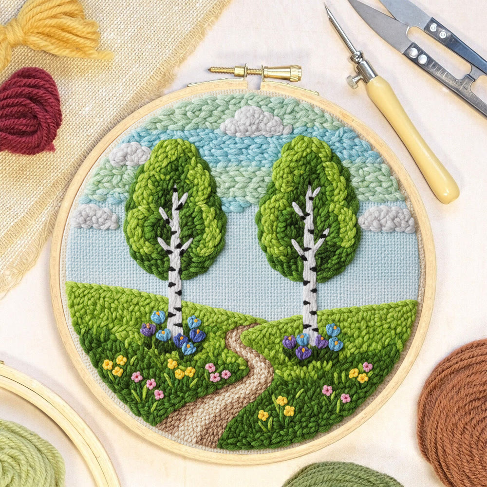 Spring Woodland Path Punch Needle Kit – Entry-level Diy Craft | Indoor Scenic Wall Hanging - image 7