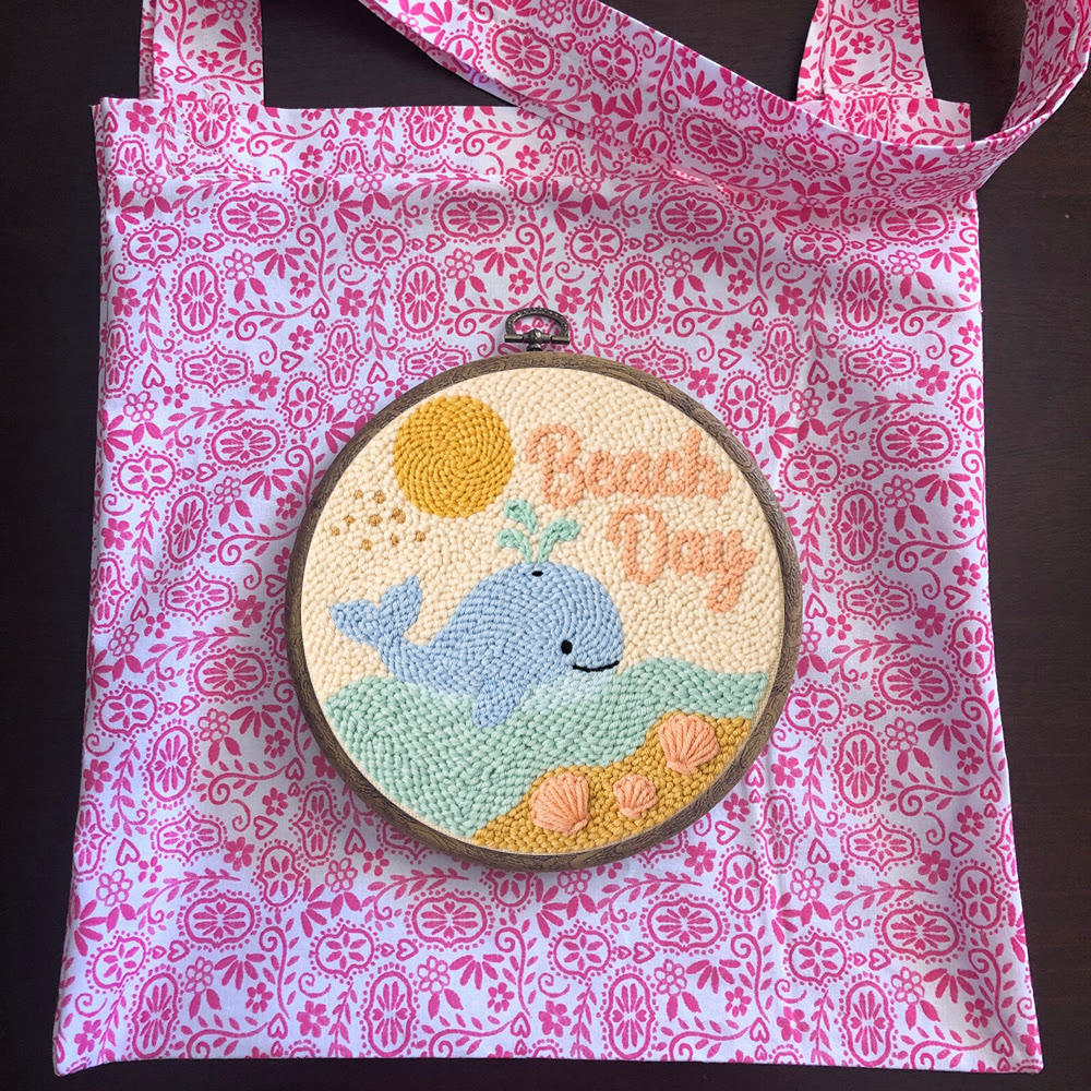 Happy Blue Whale Punch Needle Kit - Ocean Motif Housewarming Gift | Warm-toned Table Decoration - image 12