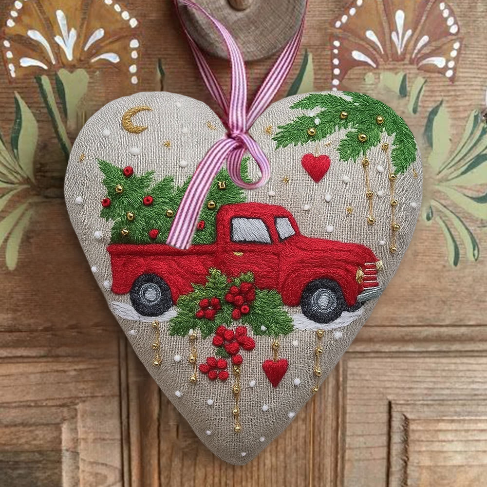 Rubbyoo Heart Embroidery Kit - Christmas Truck | Diy Christmas Stitch | Perfect Handmade Gift  - image 3