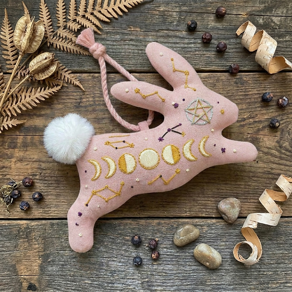 Rubbyoo Rabbit Embroidery Kit -  Lunar Eclipse | Charming DIY Bag Charm  | Romantic Celestial Gift - image 5