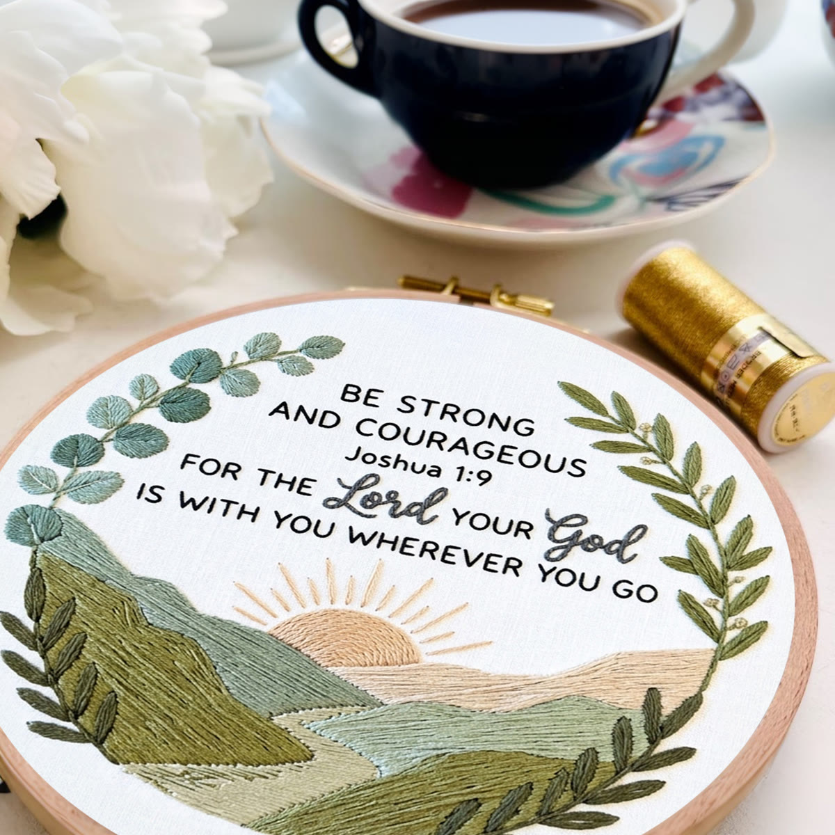 Rubbyoo Embroidery Kit - Be Strong And Courageous | Bible Joshua 1:9 | Perfect Handicraft For Christian  - image 5