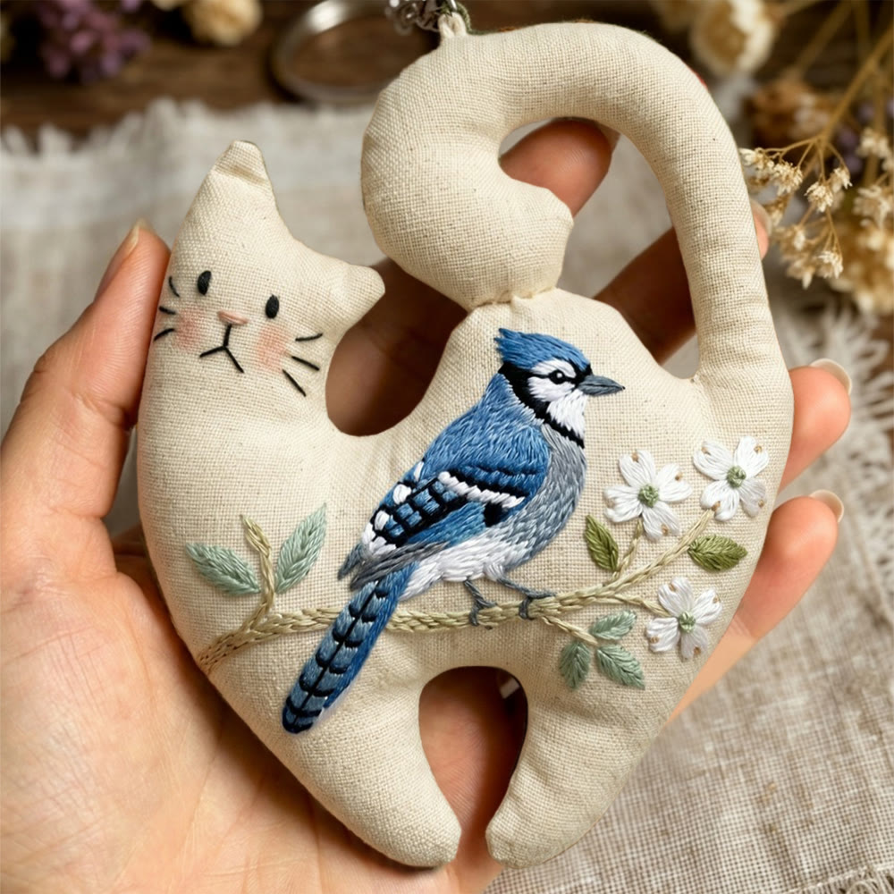 Rubbyoo Kitty Embroidery Kit - Blue Magpie  | Easy-to-do Special Handicraft | Unique Animal Pattern Bag Accessory - image 7